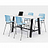 Midtown Bistro Dining Table with Four Sky Blue Kool Barstools, 36 x 72 x 41, Designer White (840031900630)