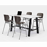Midtown Bistro Dining Table with Four Brownstone Kool Barstools, 36 x 72 x 41, Designer White (840031900616)