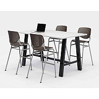 Midtown Bistro Dining Table with Four Brownstone Kool Barstools, 36 x 72 x 41, Designer White (840031900616)