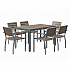 Eveleen Outdoor Patio Table with Six Mocha Powder-Coated Polymer Chairs, 32 x 55 x 29, Mocha (840031918529)