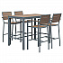 Eveleen Outdoor Bistro Patio Table with Four Mocha Powder-Coated Polymer Barstools, 32 x 55, Mocha (840031925190)