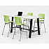 Midtown Bistro Dining Table with Four Lime Green Kool Barstools, 36 x 72 x 41, Designer White (840031900609)