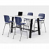 Midtown Bistro Dining Table with Four Navy Kool Barstools, 36 x 72 x 41, Designer White (840031900548)