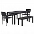 Eveleen Outdoor Patio Table with Two Black Powder-Coated Polymer Chairs and Two Benches, 32 x 55, Gray (840031925152)
