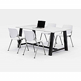 Midtown Dining Table with Four White Kool Series Chairs, 36 x 72 x 30, Designer White (840031900265)