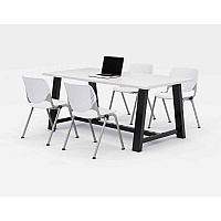 Midtown Dining Table with Four White Kool Series Chairs, 36 x 72 x 30, Designer White (840031900265)