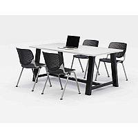 Midtown Dining Table with Four Black Kool Series Chairs, 36 x 72 x 30, Designer White (840031900272)
