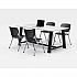 Midtown Dining Table with Four Black Kool Series Chairs, 36 x 72 x 30, Designer White (840031900272)