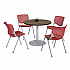 Pedestal Table with Four Coral Kool Series Chairs, Round, 36