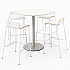 Pedestal Bistro Table with Four White Jive Series Barstools, Round, 36
