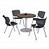 Pedestal Table with Four Black Kool Series Chairs, Round, 36