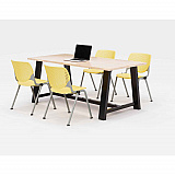 Midtown Dining Table with Four Yellow Kool Series Chairs, 36 x 72 x 30, Kensington Maple (840031900470)