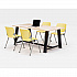 Midtown Dining Table with Four Yellow Kool Series Chairs, 36 x 72 x 30, Kensington Maple (840031900470)