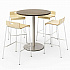 Pedestal Bistro Table with Four Natural Jive Series Barstools, Round, 36
