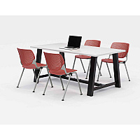 Midtown Dining Table with Four Coral Kool Series Chairs, 36 x 72 x 30, Designer White (840031900340)