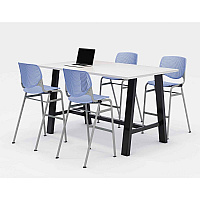 Midtown Bistro Dining Table with Four Periwinkle Kool Barstools, 36 x 72 x 41, Designer White (840031900623)