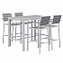 Eveleen Outdoor Bistro Patio Table with Four Gray Powder-Coated Polymer Barstools, 32 x 55, Gray (840031925206)