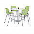 Pedestal Bistro Table with Four Lime Green Kool Series Barstools, Round, 36