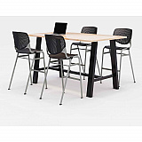 Midtown Bistro Dining Table with Four Black Kool Barstools, 36 x 72 x 41, Kensington Maple (840031900760)