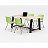 Midtown Dining Table with Four Lime Green Kool Series Chairs, 36 x 72 x 30, Kensington Maple (840031900494)