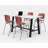 Midtown Bistro Dining Table with Four Coral Kool Barstools, 36 x 72 x 41, Designer White (840031900647)