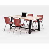 Midtown Dining Table with Four Coral Kool Series Chairs, 36 x 72 x 30, Kensington Maple (840031900531)