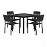 Eveleen Outdoor Patio Table with Four Black Powder-Coated Polymer Chairs, Square, 35