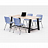 Midtown Dining Table with Four Periwinkle Kool Series Chairs, 36 x 72 x 30, Kensington Maple (840031900517)