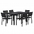 Eveleen Outdoor Patio Table with Six Black Powder-Coated Polymer Chairs, 32 x 55 x 29, Black (840031925244)