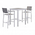 Eveleen Outdoor Bistro Patio Table with Two Gray Powder-Coated Polymer Barstools, 30