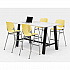 Midtown Bistro Dining Table with Four Yellow Kool Barstools, 36 x 72 x 41, Designer White (840031900586)