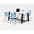 Midtown Dining Table with Four Sky Blue Kool Series Chairs, 36 x 72 x 30, Designer White (840031900333)