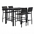 Eveleen Outdoor Bistro Patio Table with Four Black Powder-Coated Polymer Barstools, 32 x 55, Black (840031925213)