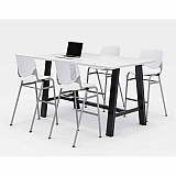 Midtown Bistro Dining Table with Four White Kool Barstools, 36 x 72 x 41, Designer White (840031900562)