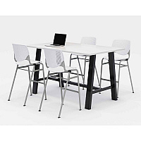 Midtown Bistro Dining Table with Four White Kool Barstools, 36 x 72 x 41, Designer White (840031900562)