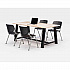 Midtown Dining Table with Four Black Kool Series Chairs, 36 x 72 x 30, Kensington Maple (840031900463)