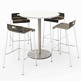 Pedestal Bistro Table with Four Espresso Jive Series Barstools, Round, 36" Dia x 41h, Designer White (840031900111)