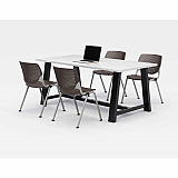 Midtown Dining Table with Four Brownstone Kool Series Chairs, 36 x 72 x 30, Designer White (840031900319)