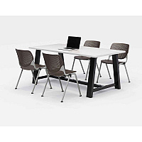 Midtown Dining Table with Four Brownstone Kool Series Chairs, 36 x 72 x 30, Designer White (840031900319)