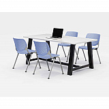 Midtown Dining Table with Four Periwinkle Kool Series Chairs, 36 x 72 x 30, Designer White (840031900326)