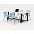 Midtown Dining Table with Four Sky Blue Kool Series Chairs, 36 x 72 x 30, Kensington Maple (840031900524)