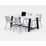 Midtown Dining Table with Four Light Gray Kool Series Chairs, 36 x 72 x 30, Designer White (840031900296)
