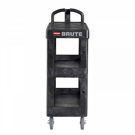 BRUTE 3-Shelf Heavy-Duty Ergo Flat Utility Cart, Plastic, 3 Shelves, 600 lb Capacity, 25.24