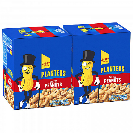 Salted Peanuts, 1.75 oz Pack, 18 Packets/Box, 2 Boxes/Carton (60004060)