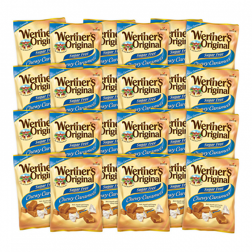 Chewy Caramels Sugar Free, 1.48 oz Bag, 24/Carton (60004088)