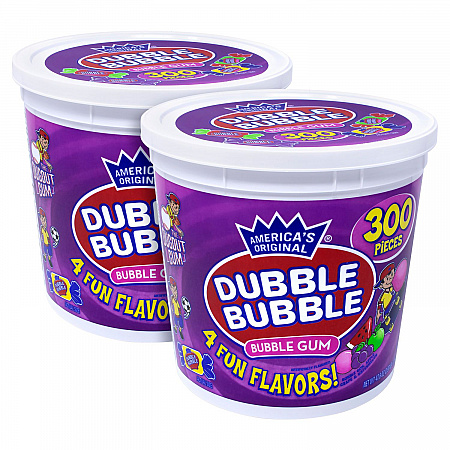 Bubble Gum Assorted Flavor Twist Tub, 0.16 oz Individually Wrapped, 300/Tub, 2 Tubs/Carton (60004082)