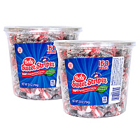 Bobs Sweet Stripes Soft Candy, Peppermint, 0.18 oz Individually Wrapped, 160/Tub, 2 Tubs/Carton (60004070)
