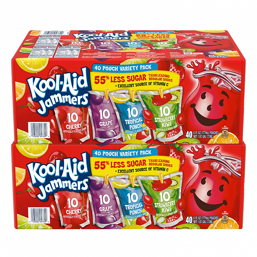 Jammers Juice Pouch Variety Pack, 6 oz Pouch, 80/Carton (60004076)