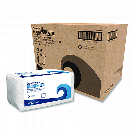 1/4-Fold Lunch Napkins, 1-Ply, 12 x 12, White, 500/Pack, 6 Packs/Carton (500NAP)
