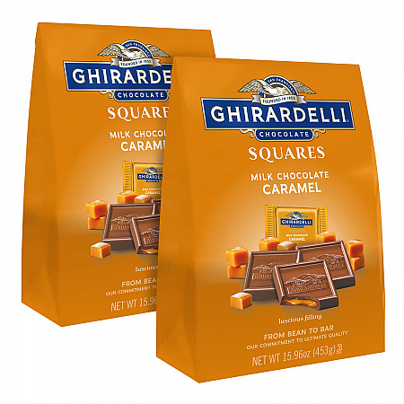 Milk Chocolate and Caramel Chocolate Squares, 15.96 oz Bag, 2/Carton (60004071)